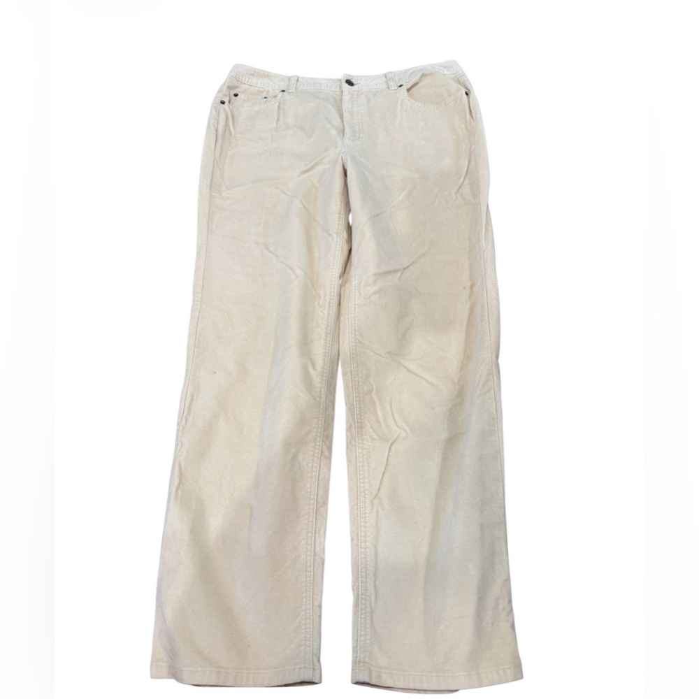 Talbots High Waist Straight Leg Corduroy Pants Size 14 Tan ***small‎ stain**